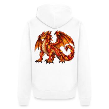 Majestätischer Herbstlaubdrache – Fantasy Drache - Unisex Premium Bio Zip Hoodie - Weiß - Hinten - Thijin (182cm)