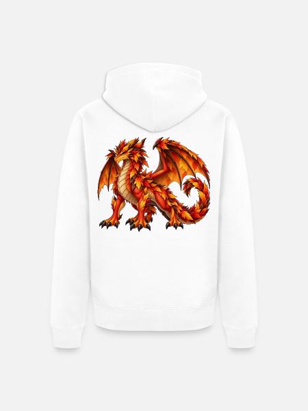 Majestätischer Herbstlaubdrache – Fantasy Drache - Unisex Premium Bio Zip Hoodie - Weiß