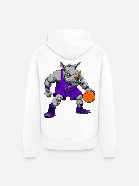 Basketball Nashorn Rhino - Unisex Premium Bio Zip Hoodie - Weiß