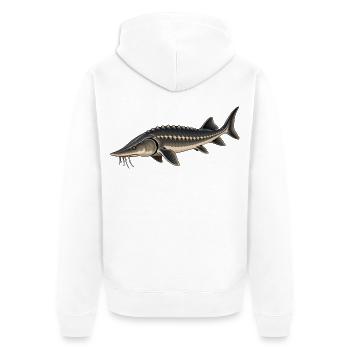 Stör Fisch Angeln - Unisex Premium Bio Zip Hoodie - Weiß - Hinten - Thijin (182cm)