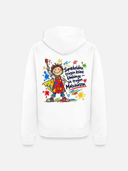 Kunterbunter Malheld – Kindermotiv - Unisex Premium Bio Zip Hoodie - Weiß