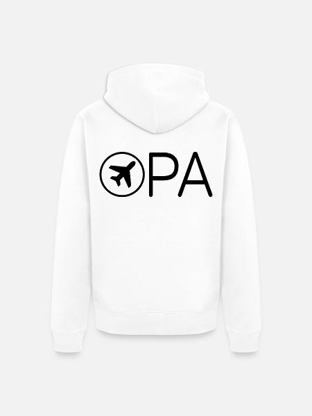 Opa mit Flugzeug – Schwarz - Unisex Premium Bio Zip Hoodie - Weiß