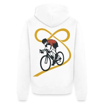 Endless Road Infinity Loop Radfahrer Minimalistische Kunst - Unisex Premium Bio Zip Hoodie - Weiß - Hinten - Thijin (182cm)