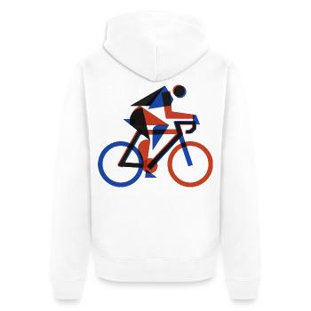 Bauhaus Geometric Cyclist Retro Risograph Art - Unisex Premium Bio Zip Hoodie - Weiß - Hinten - Thijin (182cm)