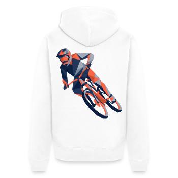 eometrische Origami-Mountainbiker-Polygonkunst - Unisex Premium Bio Zip Hoodie - Weiß - Hinten - Thijin (182cm)
