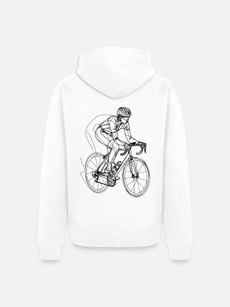 Radfahrer Skizze - Unisex Premium Bio Zip Hoodie - Weiß