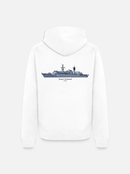 Regele Ferdinand F221 – Technisches Schiffsprofil - Unisex Premium Bio Zip Hoodie - Weiß