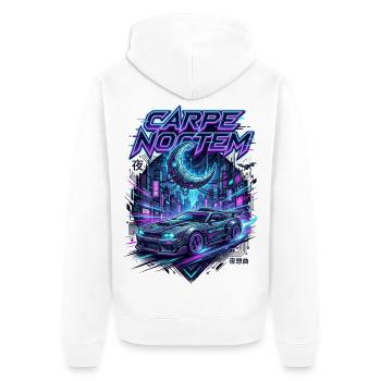 Carpe_Noctem_-_Cyberpunk_-_1 - Unisex Premium Bio Zip Hoodie - Weiß - Hinten - Thijin (182cm)