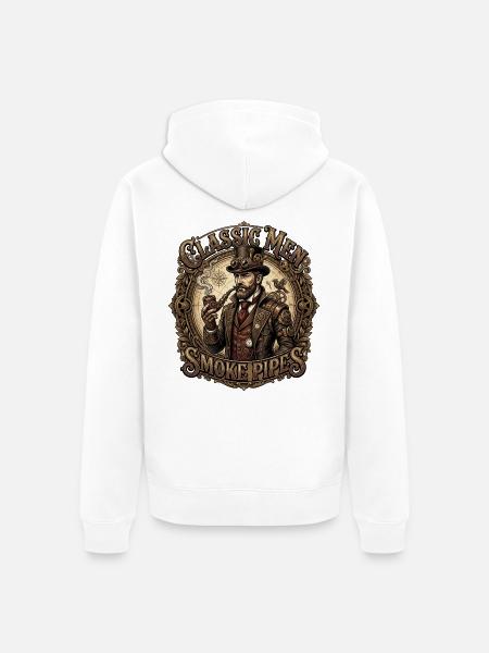 Classic_Men_Smoke_Pipes - Unisex Premium Bio Zip Hoodie - Weiß