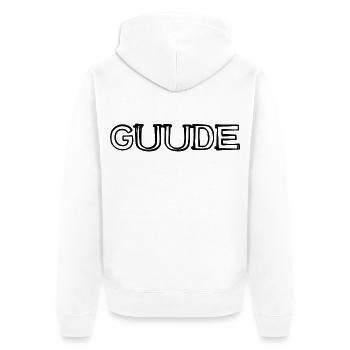 Guude Schriftzug handgezeichnet - Unisex Premium Bio Zip Hoodie - Weiß - Hinten - Thijin (182cm)