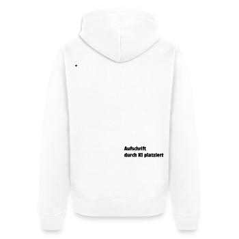 durch KI platziert - Unisex Premium Bio Zip Hoodie - Weiß - Hinten - Thijin (182cm)