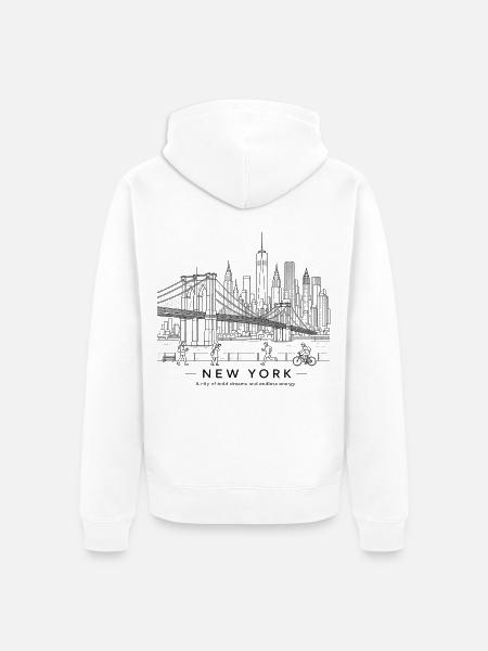 Linienkunst zur Freiheitsstatue - Unisex Premium Bio Zip Hoodie - Weiß