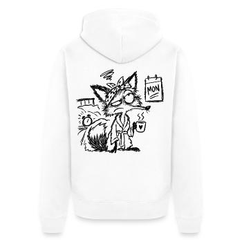 Kaffee-Fuchs Sketch - Unisex Premium Bio Zip Hoodie - Weiß - Hinten - Thijin (182cm)