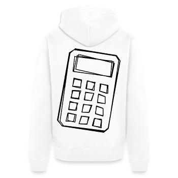 Taschenrechner handgezeichnet - Unisex Premium Bio Zip Hoodie - Weiß - Hinten - Thijin (182cm)
