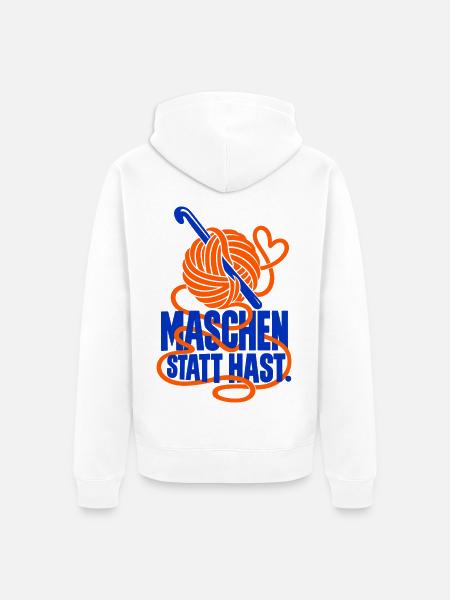 Maschen statt Hast. – Häkeln - Unisex Premium Bio Zip Hoodie - Weiß