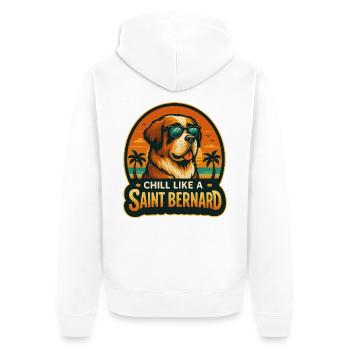 Bernhardiner mit Sonnenbrille im Retrolook - Unisex Premium Bio Zip Hoodie - Weiß - Hinten - Thijin (182cm)