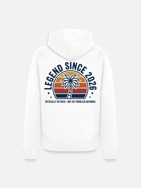 Legende seit 2026 Ruhestand Palmen - Unisex Premium Bio Zip Hoodie - Weiß