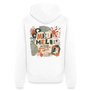 Mish-mash – Eine schöne Unordnung - Unisex Premium Bio Zip Hoodie - Weiß - Hinten - Thijin (182cm)