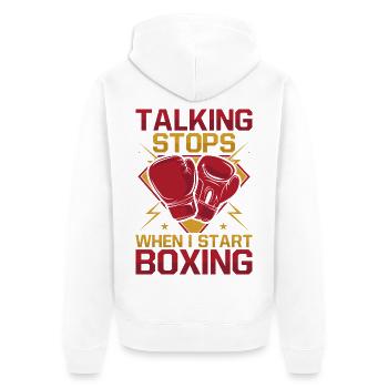 Talking Stops Gloves Boxing Gloves - Unisex Premium Bio Zip Hoodie - Weiß - Hinten - Thijin (182cm)