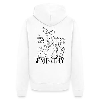 The Highest Form Of Wisdom Is Empathy - Unisex Premium Bio Zip Hoodie - Weiß - Hinten - Thijin (182cm)