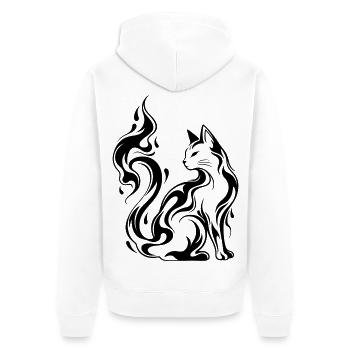 Mystic Flame Cat - Unisex Premium Bio Zip Hoodie - Weiß - Hinten - Thijin (182cm)