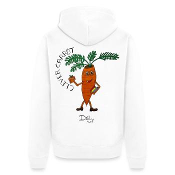 CleverCarrot – schlaue Karotte mit Büchern - Unisex Premium Bio Zip Hoodie - Weiß - Hinten - Thijin (182cm)
