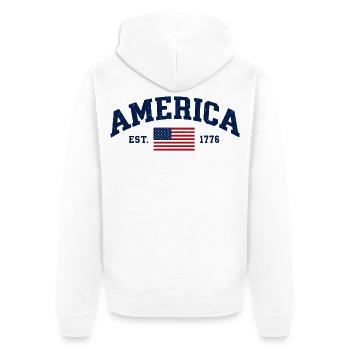 Amerikanische Flagge USA Vereinigte Staaten von Amerika US 4. - Unisex Premium Bio Zip Hoodie - Weiß - Hinten - Thijin (182cm)