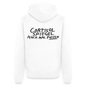 Cortisolspiegel putzen - Unisex Premium Bio Zip Hoodie - Weiß - Hinten - Thijin (182cm)
