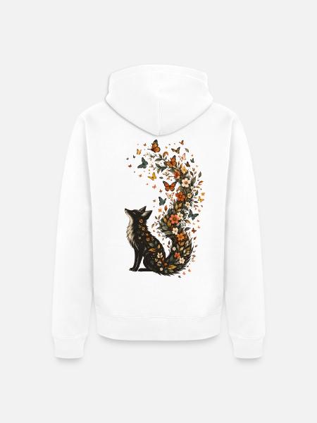 Blütenfuchs mit Schmetterlingsschweif - Unisex Premium Bio Zip Hoodie - Weiß