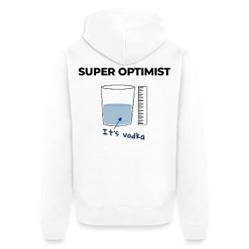 Ich bin ein Optimist, es ist Wodka - Unisex Premium Bio Zip Hoodie - Weiß - Hinten - Thijin (182cm)