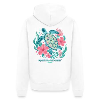 Pink Reef Islands-Schildkröte auf den Bahamas - Unisex Premium Bio Zip Hoodie - Weiß - Hinten - Thijin (182cm)