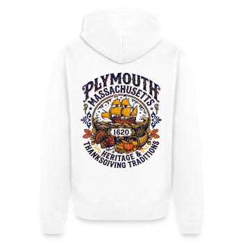 Plymouth Massachusetts 1620 Thanksgiving Heritage - Unisex Premium Bio Zip Hoodie - Weiß - Hinten - Thijin (182cm)