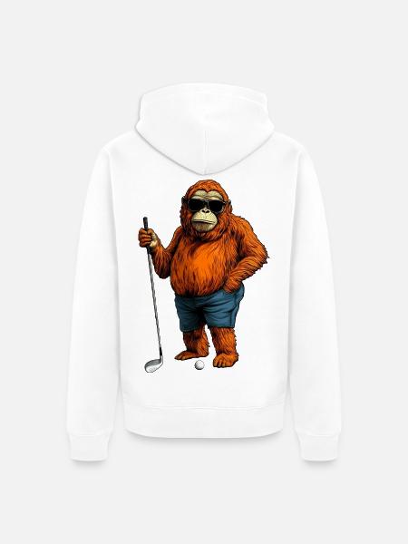 Orang Utan Golf Affe - Unisex Premium Bio Zip Hoodie - Weiß