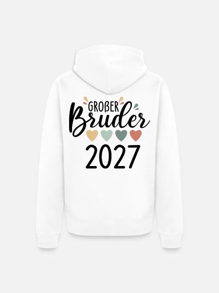 Großer Bruder 2027 Ankündigung - Unisex Premium Bio Zip Hoodie - Weiß