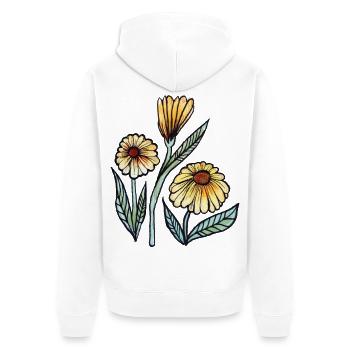 Daisy Meadow Aquarellblüte - Unisex Premium Bio Zip Hoodie - Weiß - Hinten - Thijin (182cm)