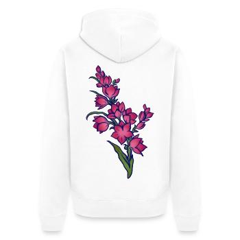 Pink Bloom Cluster-Kunst - Unisex Premium Bio Zip Hoodie - Weiß - Hinten - Thijin (182cm)