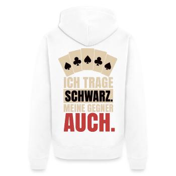 Ich trage Schwarz meine Gegner auch – Skat Doko - Unisex Premium Bio Zip Hoodie - Weiß - Hinten - Thijin (182cm)