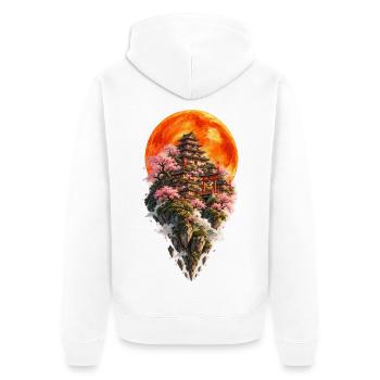 Mond in Edo | Wunderschönes antikes Tokio - Unisex Premium Bio Zip Hoodie - Weiß - Hinten - Thijin (182cm)
