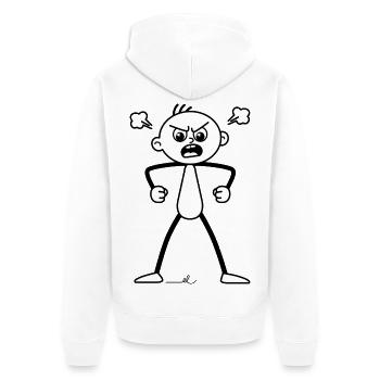 Wütender, erboster Strichel : Totaler Fehlalarm! - Unisex Premium Bio Zip Hoodie - Weiß - Hinten - Thijin (182cm)