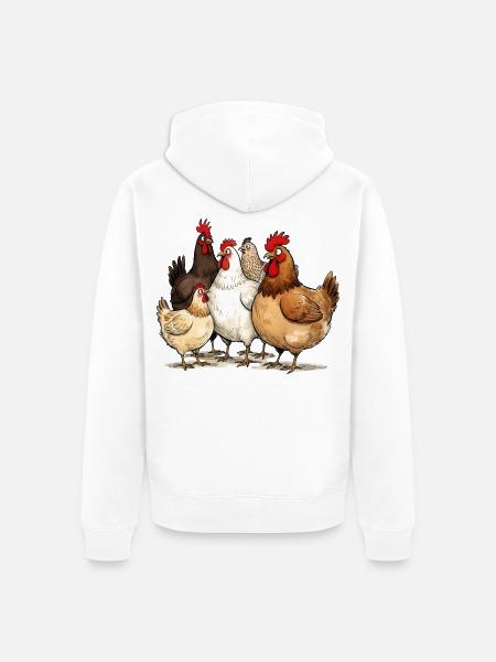 Hennentruppe am Hof Hühner-Flüsterer - Unisex Premium Bio Zip Hoodie - Weiß