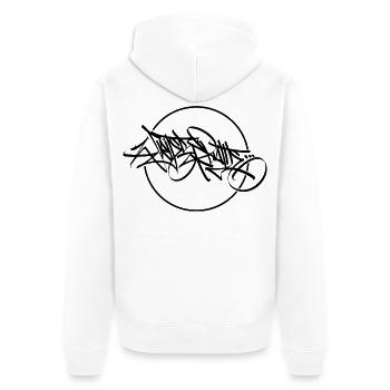 Tag within a circle - Unisex Premium Bio Zip Hoodie - Weiß - Hinten - Thijin (182cm)