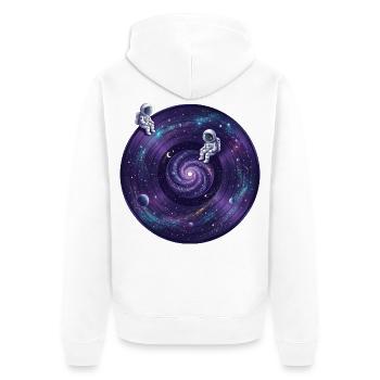 Galaxie-Schallplatte mit Astronauten - Unisex Premium Bio Zip Hoodie - Weiß - Hinten - Thijin (182cm)