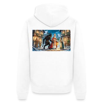 Nikolaus und Krampus beginnen eine Tradition - Unisex Premium Bio Zip Hoodie - Weiß - Hinten - Thijin (182cm)