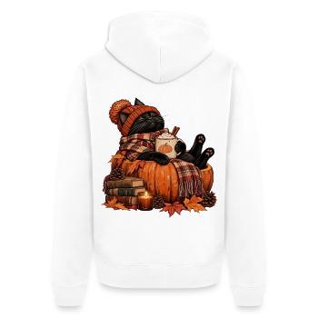 Katzenliebhaber Herbst Witzige Katze Design - Unisex Premium Bio Zip Hoodie - Weiß - Hinten - Thijin (182cm)