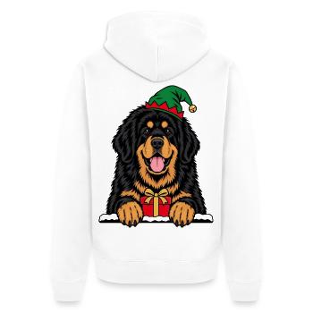 Weihnachtshund mit Geschenk - Unisex Premium Bio Zip Hoodie - Weiß - Hinten - Thijin (182cm)