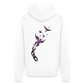 Purple Chain Wings Release - Unisex Premium Bio Zip Hoodie - Weiß - Hinten - Thijin (182cm)