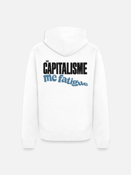 Kapitalismus macht mich müde - Unisex Premium Bio Zip Hoodie - Weiß