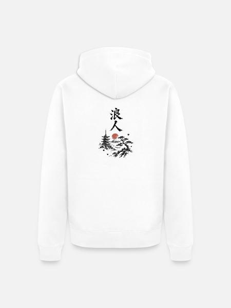 Zen Landschaft Rote Sonne - Unisex Premium Bio Zip Hoodie - Weiß