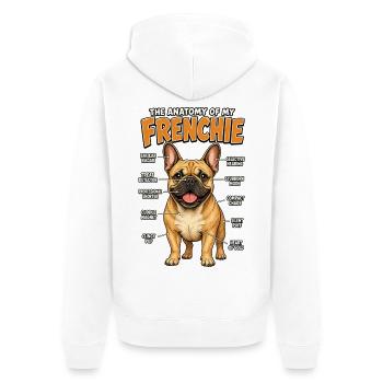 Witziges Französische Bulldogge Hund Frenchie - Unisex Premium Bio Zip Hoodie - Weiß - Hinten - Thijin (182cm)