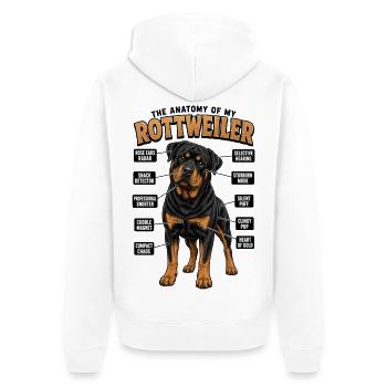 Rottweiler T Hundehalter Gassi Bekleidung Rotti  - Unisex Premium Bio Zip Hoodie - Weiß - Hinten - Thijin (182cm)